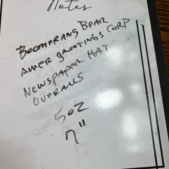 Boomerang Bear American Greetings Plush NWT Blue Overalls & Newsprint Hat - Picture 11 of 11